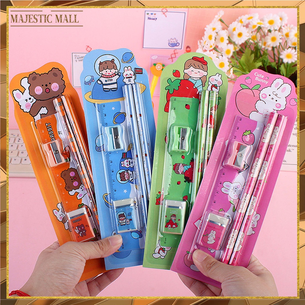 

® Set Alat Tulis Sekolah Paket Alat Tulis 5 in 1 Mini Stationary Import COD