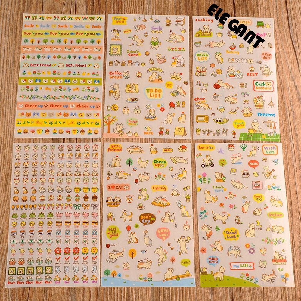 [Elegan] Kertas Kucing Stiker Kualitas Bagus Hot Sale Diary Sticker Transparan Dekorasi Lucu Kartun Anak DIY Diary Dinding Foto Dekorasi