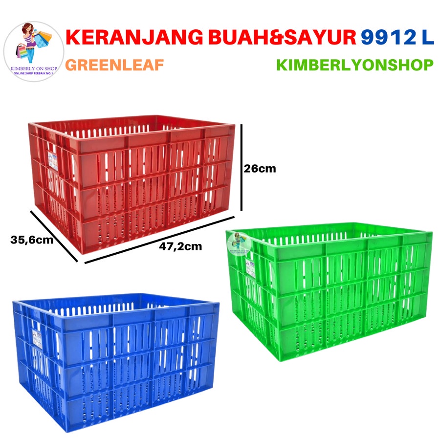 Keranjang Industri Serbaguna Keranjang Buah &amp; Sayur 9912 L Green Leaf