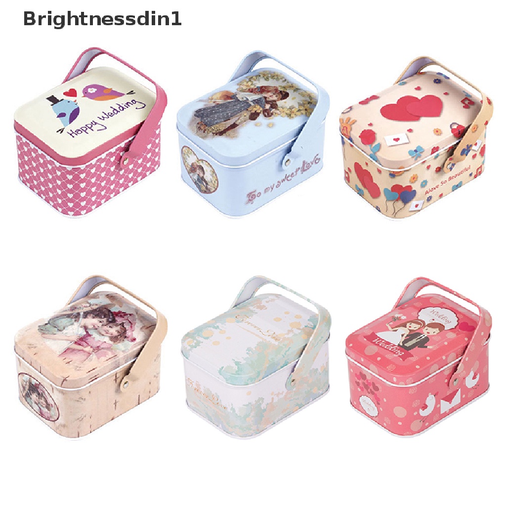 [Brightnessdin1] 1pcs Vintage Koper Kecil Penyimpanan Tin Metal Candy Box Gift Box Cookie Kotak Hadiah Koper Kecil Serba Serbi Organizer Penyimpanan Bisa Butik