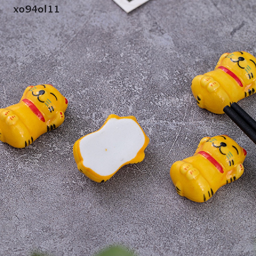 Xo Lovely Animal Tiger Ceramic Chop Rest Sendok Garpu Holder Rak Cat Air Pulpen Rak DIY Dekorasi Meja Makan Rumah OL