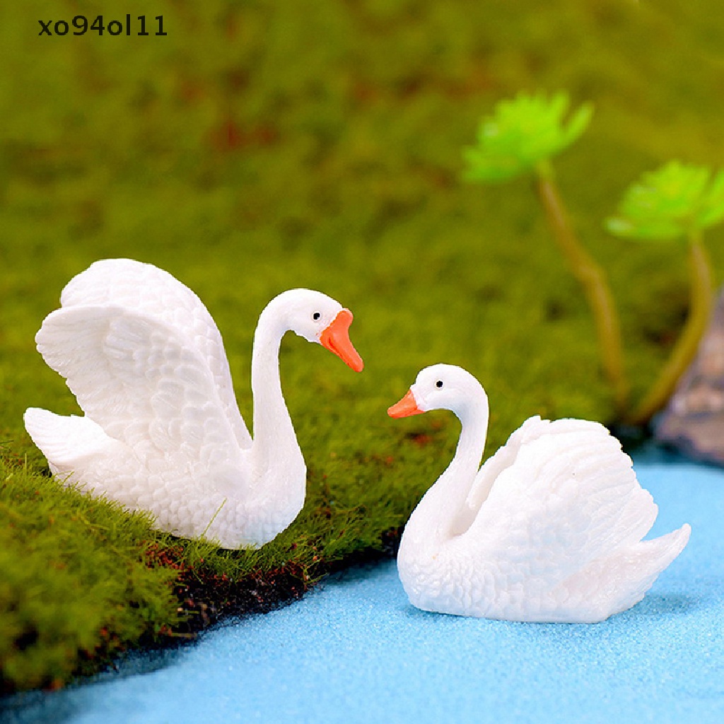 Xo Resin Swan Patung Miniatur Taman Peri Dekorasi Rumah Boneka Lanskap Mikro OL