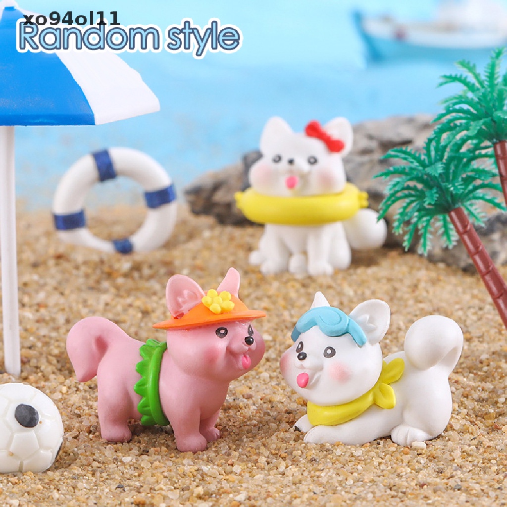 Xo Kreatif Miniatur Anjing Pantai Miniatur Pot Bunga Dekorasi Rumah Boneka Hewan Lucu Kartun Resin Decor Ornamen OL