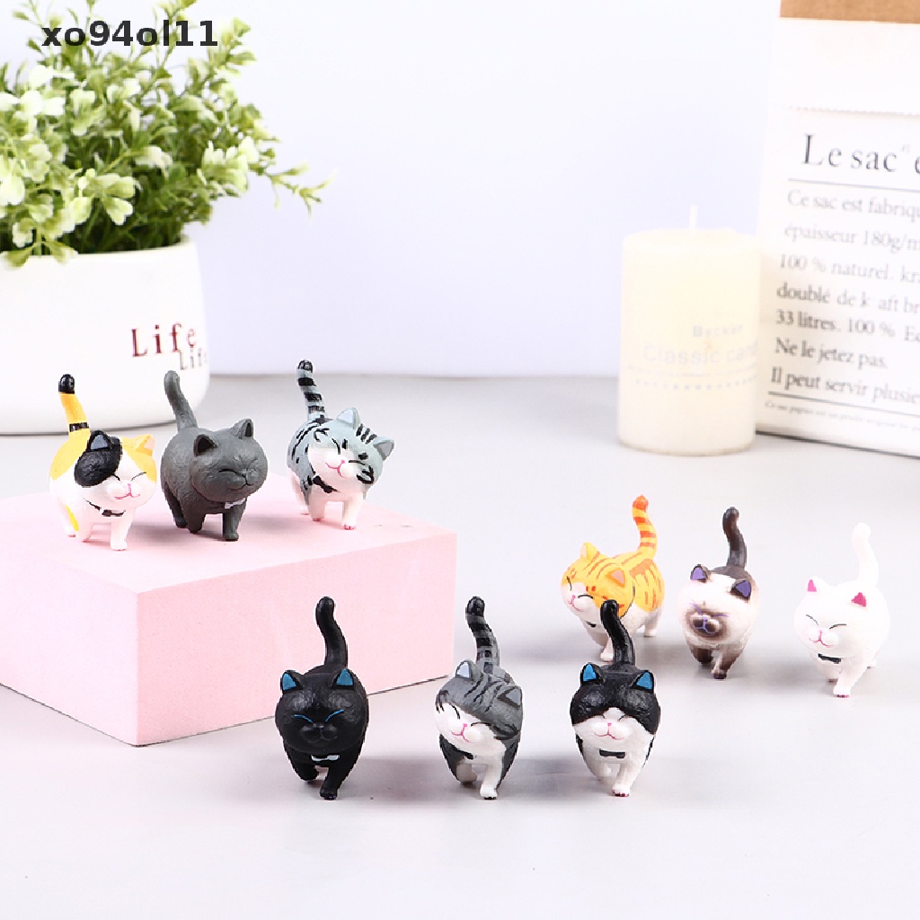 Xo 9pcs/set 5cm Mainan Figure Kucing Lucu Buatan Miniatur Patung Dekorasi Rumah OL