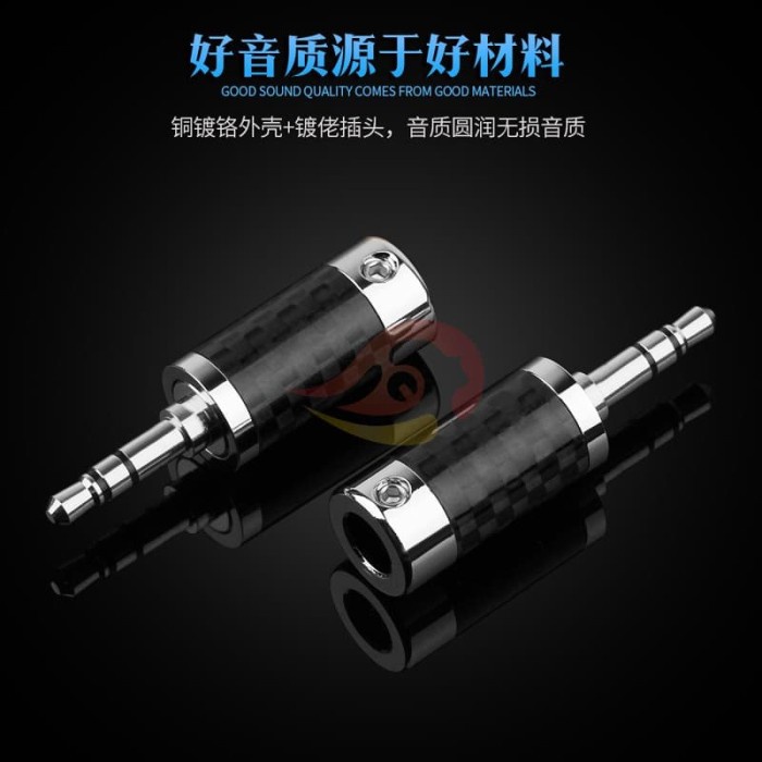 Promo Khusu DBL Flame 3.5mm TRS Premium Carbon Rhodium Plated Stereo Plug Jack 3.5