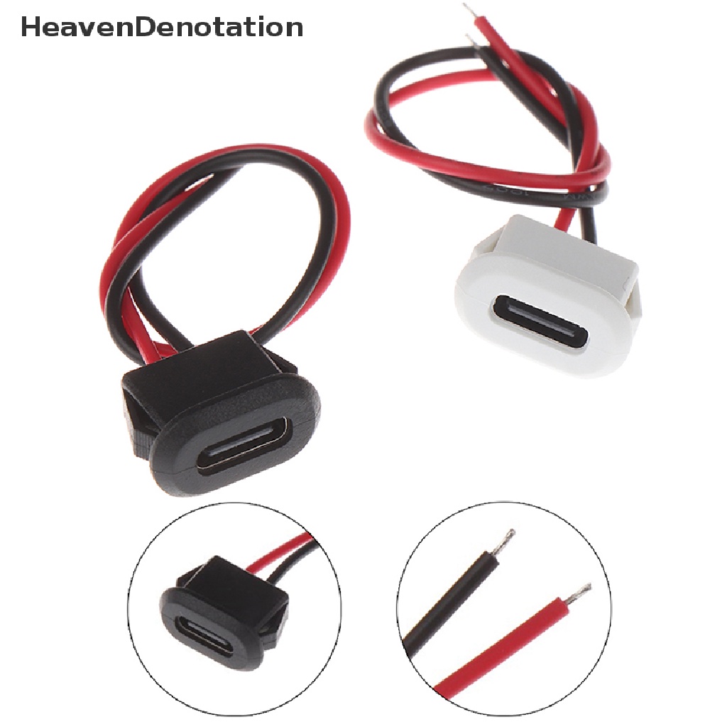 [HeavenDenotation] 2pin USB-C TypeC Konektor USB Tahan Air Kompresi Langsung Base Female Soket Antarmuka Pengisian Dengan Kawat Las Soket Tahan Air HDV