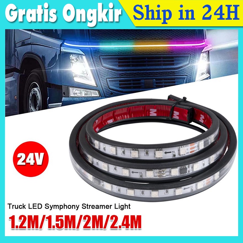 2.4m Kaca Depan Bus Truk Lampu Led Strip Variasi RGB Running Fleksibel 12volt Strobo Banyak Mode