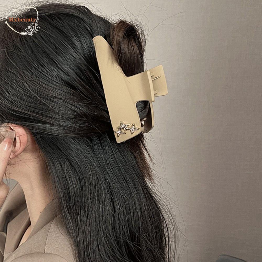 Mxbeauty Wanita Hair Claw Khaki Coffee Acrylic Jepit Rambut Styling Rambut Aksesoris Aksesoris Rambut Bintang Ponytail Holder Gadis Fashion Hiasan Kepala