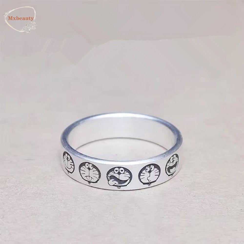 Mxbeauty Perak Terbuka Cincin Hadiah Pacar Kepribadian Pola Lucu Anime Pria Cincin Kirby Perempuan Terbuka Cincin Pacha Anjing Cincin