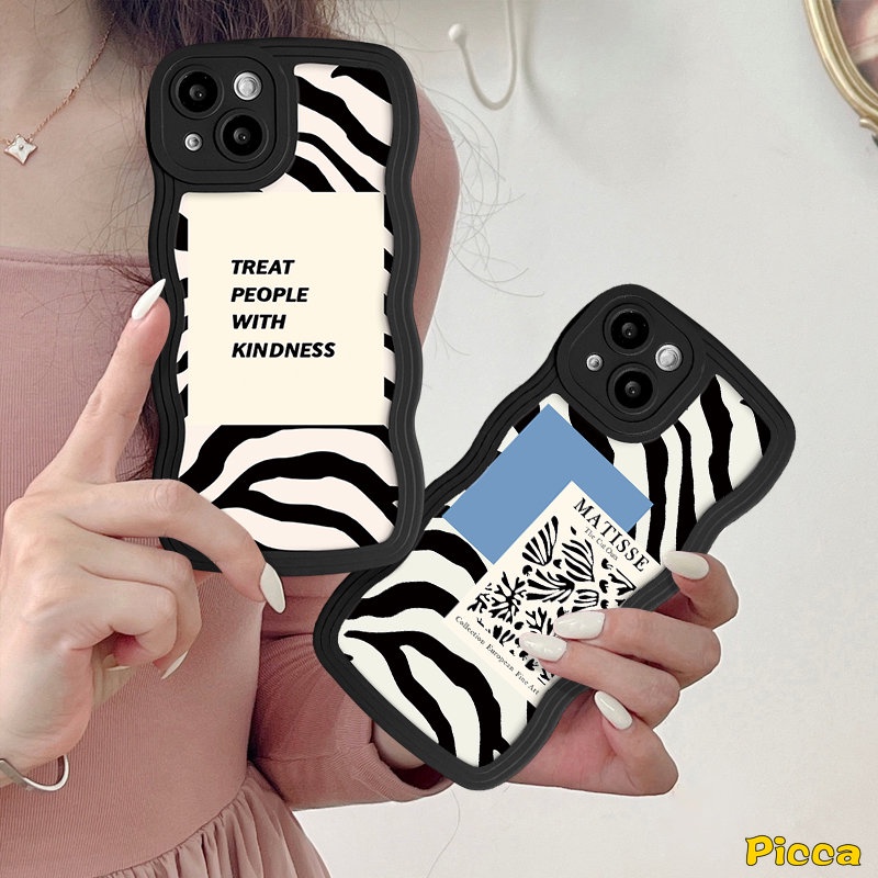 Redmi Note10 10s 8 11 9 9s 11Pro 11s 10Pro Max Redmi 12C 10C 9A 9 10 9C A1 9T 10A A1+POCO M3 X3 NFC Pro Mi 11T Pro Art Garis Tidak Teratur Motif Zebra Soft Cover