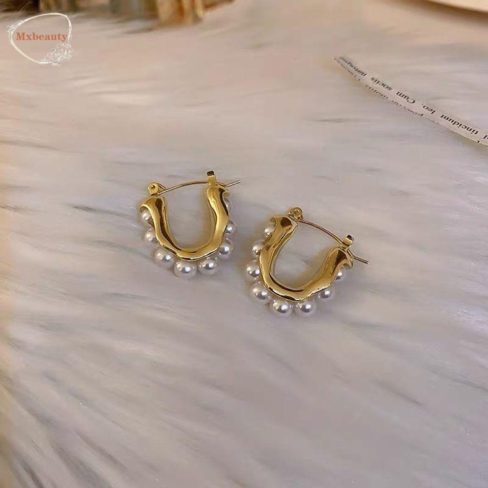 Mxbeauty Anting Wanita Niche Desain Fashion Mutiara Gaya Perancis Gadis Hadiah Logam Telinga Drop