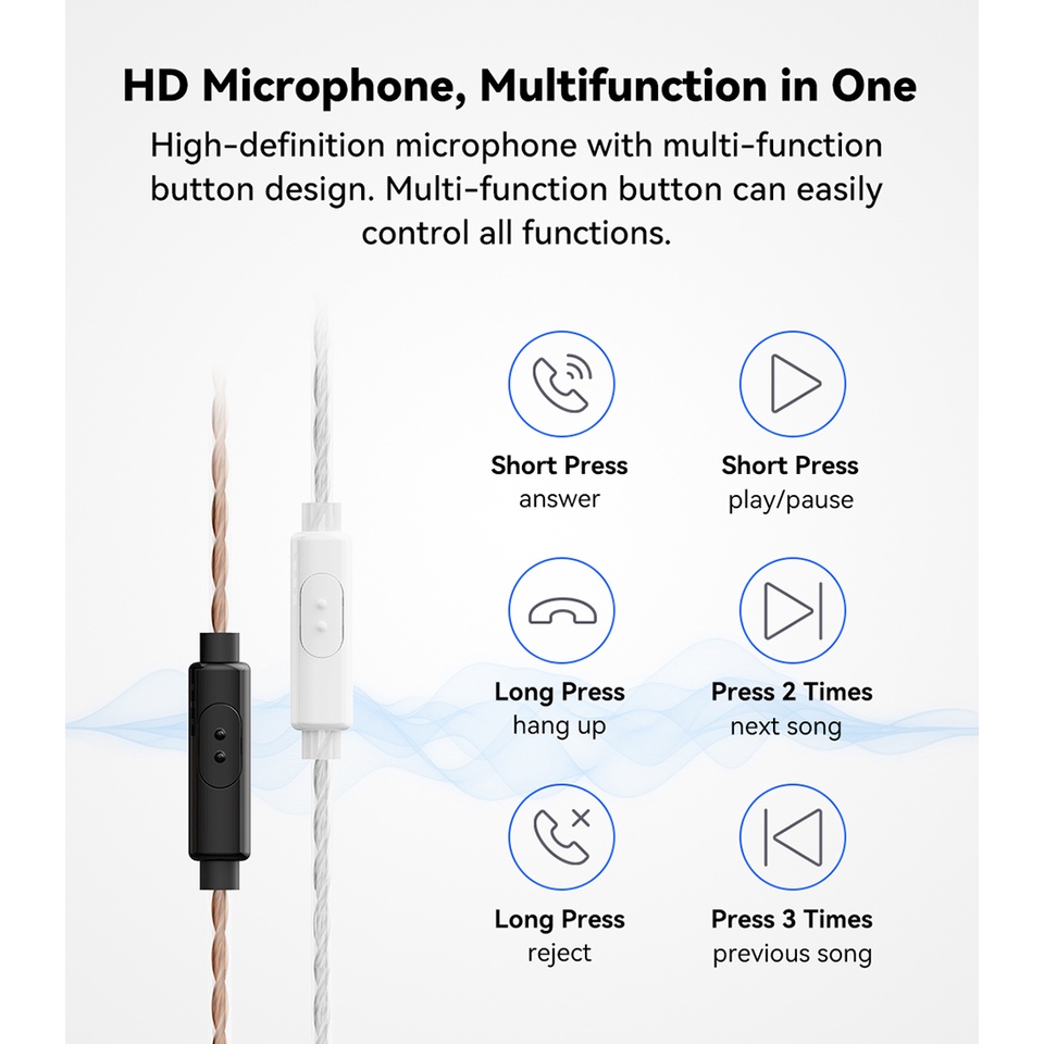 Nicehck X39 Earphone Kabel HIFI Earbuds 6mm Titanium Disepuh Headset Dinamis HD Mikrofon Vokal Bass Musik In-ear Monitor IEM