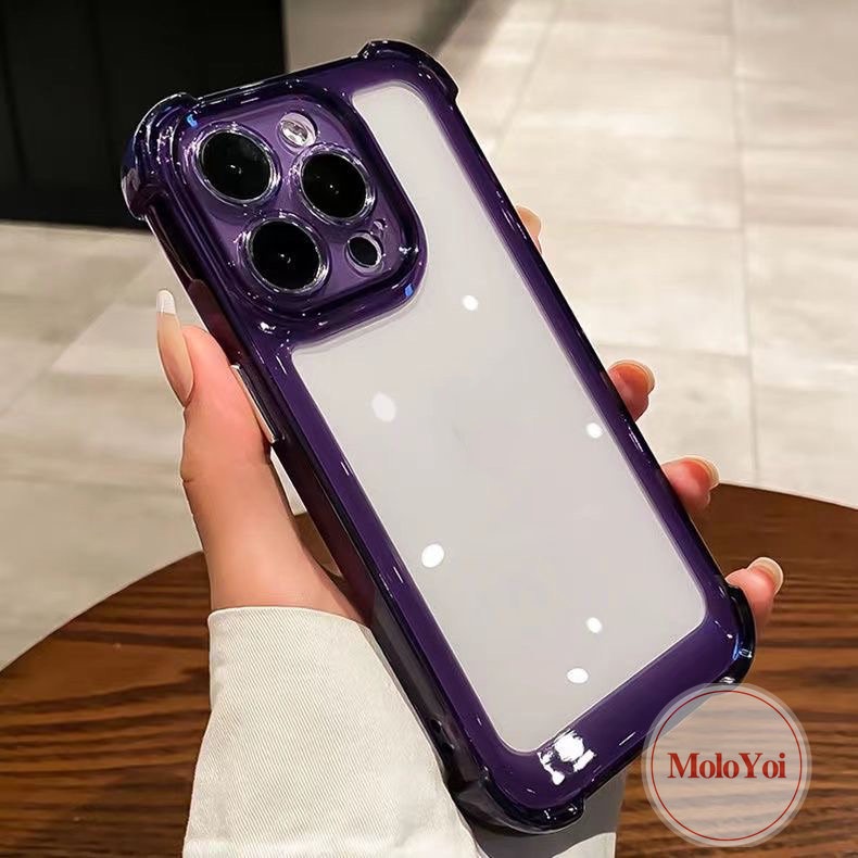 IPHONE Casing Warna Permen Macaron Simple Mewah Kompatibel Untuk Iphone11 14 12 13 Pro MAX XR 7 8 Plus X XS MAX Plating Electroplated Buttons Soft TPU Shock Resistant Back Cover