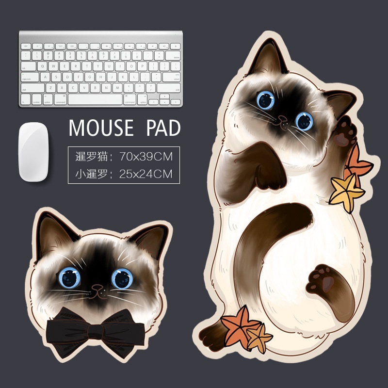 Siamese Cat Family Mouse Pad Alas Tikus Kucing Siam Kartun Hewan Mouse Pad Oversized Mouse Pad