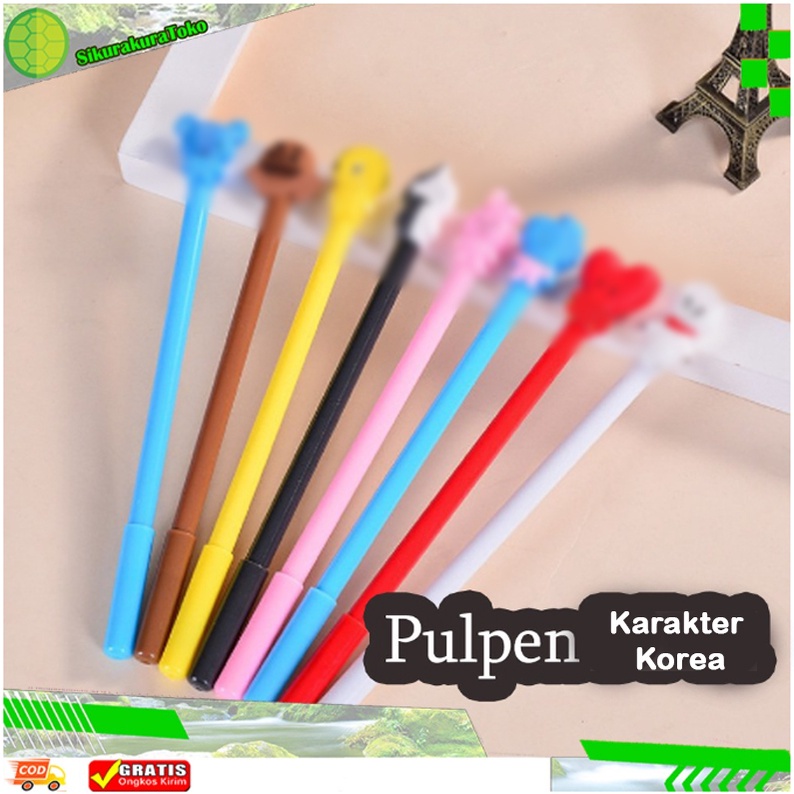 

(SDA) Pulpen Black ink Gel Pen / Pena Karakter Korea Lucu MY Stationary Bolpoin