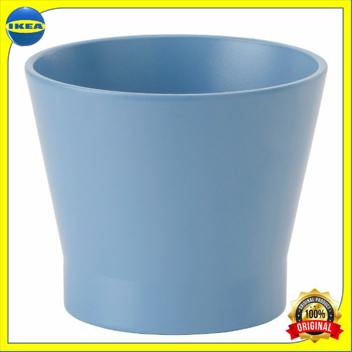 POT KEMBANG  Inspirasi Pot Bunga Keramik Mungil Imut Cantik Tinggi 9cm_Biru Ori