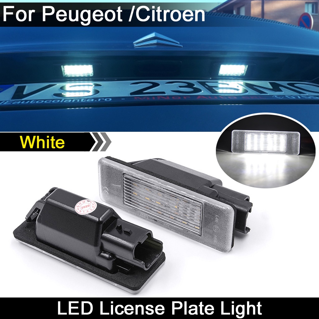 PEUGEOT 2pcs Lampu Plat Nomor Lisensi LED Untuk Peugeot106 1007 207 307 308 3008 406 407 508 607 Untuk Citroen Berlingo C2 C3 C4 C5 C6 C8