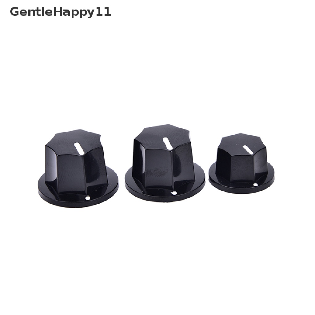 Gentlehappy 3Pcs Tombol Kontrol Nada volume amp Plastik Hitam Gaya vintage jazz bass Gitar id