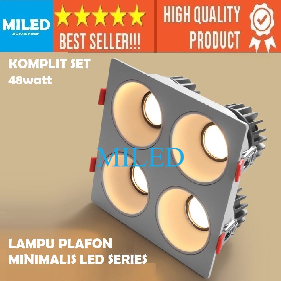 LAMPU PLAFON LED 48 WATT KOTAK / LAMPU PLAFON COB 4 MATA ADJUSTABLE / DOWNLIGHT LED / LAMPU TANAM PL