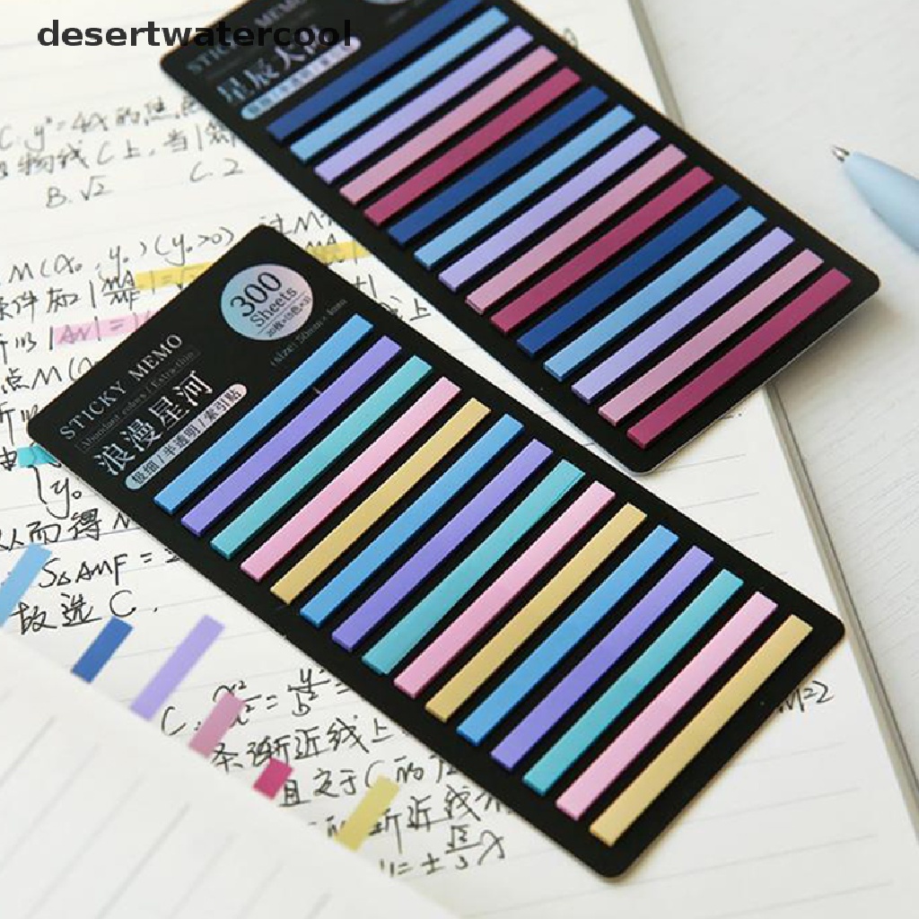 Deid 300lembar Indeks Warna Hujan Memo Pad Extra Tipis Lengket Neon Transparan Note Index Stiker Label Perekat Perlengkapan Sekolah Kawaii Stationery Martijn