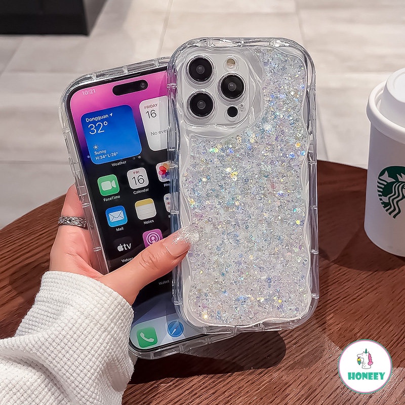 IPHONE Ins Bening Lembut Casing Ponsel Bling Glitter Casing Ponsel Untuk Iphone14 13 12 11 Pro Max X XR XS Max Shockproof Transparan Cover