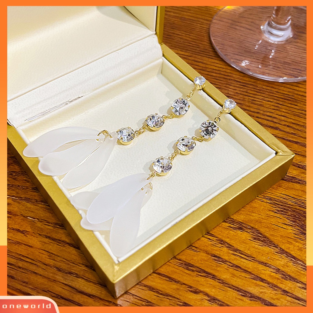 [EONE] 1pasang Menjuntai Anting Jumbai Panjang Splicing Frosted Liontin Elegan Berkilau Berlian Imitasi Wanita Stud Earrings Fashion Perhiasan