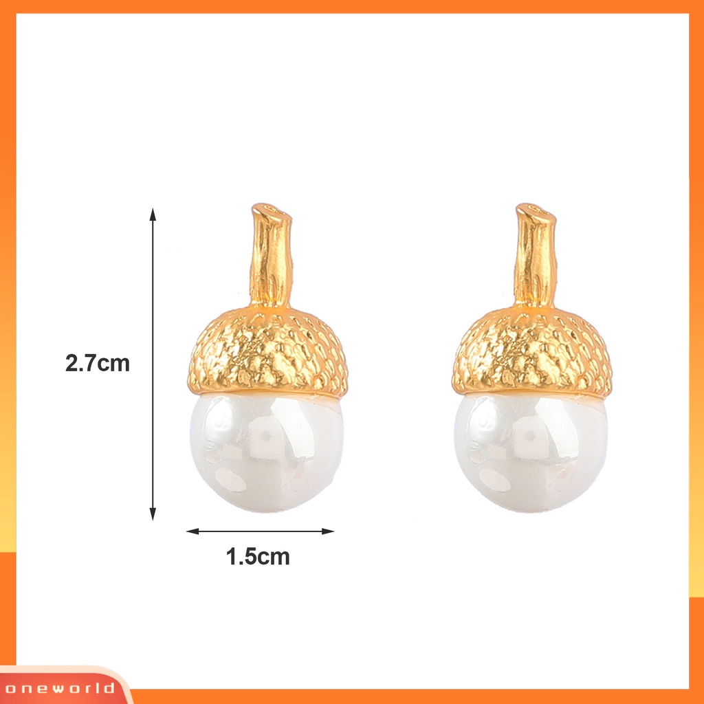 [EONE] 1pasang Anting Pejantan Mutiara Imitasi High Gloss Electroplating Geometris Tahan Aus Dekorasi Hypoallergenic Fashion Wanita Liontin Anting Fashion Perhiasan