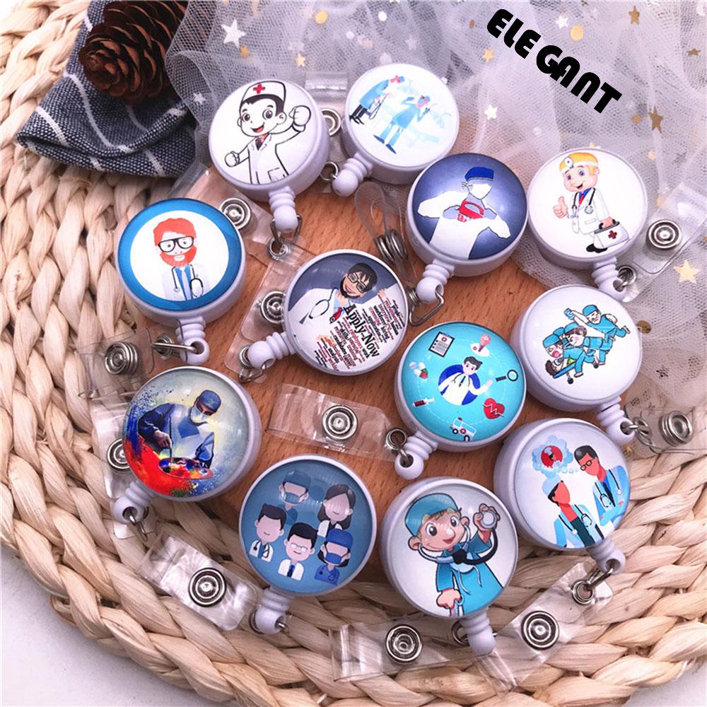 [Elegan] Retractable Badge Reel 1 Pcs Kepribadian Dokter Perawat Alat Kantor Kartun Pameran Kartu Kasus