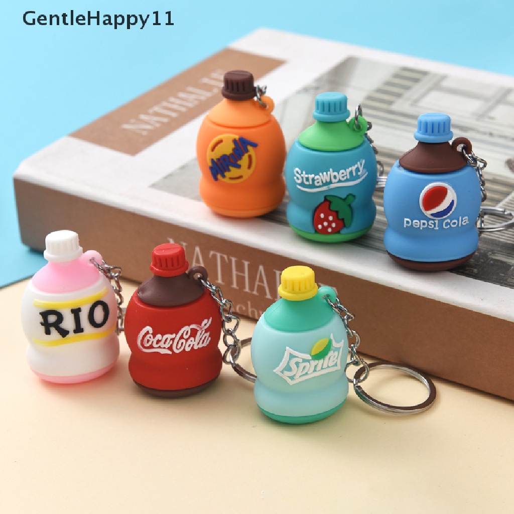 Gentlehappy 1Pc Kartun Botol Minum Gantungan Kunci Pepsi RIO Coca-Cola Key Chain Gantungan Kunci Mobil Cincin Siswa Tas Ransel Liontin Hadiah Anak Aksesoris Gantung id