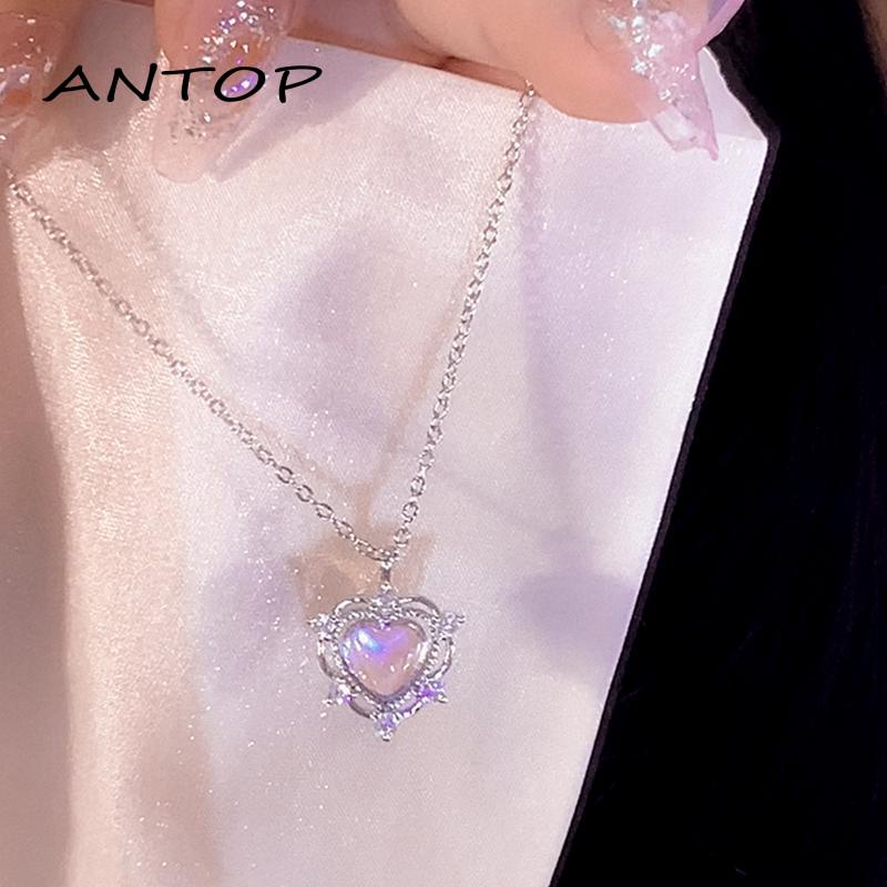 [antop] Wanita Musim Panas Cahaya Mewah Desain Canggih Rasa Cinta Ajaib Kalung Tulang Selangka Rantai Kalung