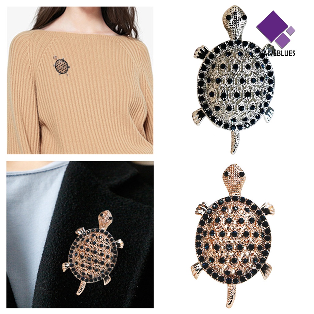 &lt; Naiveblues &gt; Bros Pin Kreatif Bentuk Warna Vibrant Menggemaskan Berkilau Hias Alloy Syal Turtle Brooch