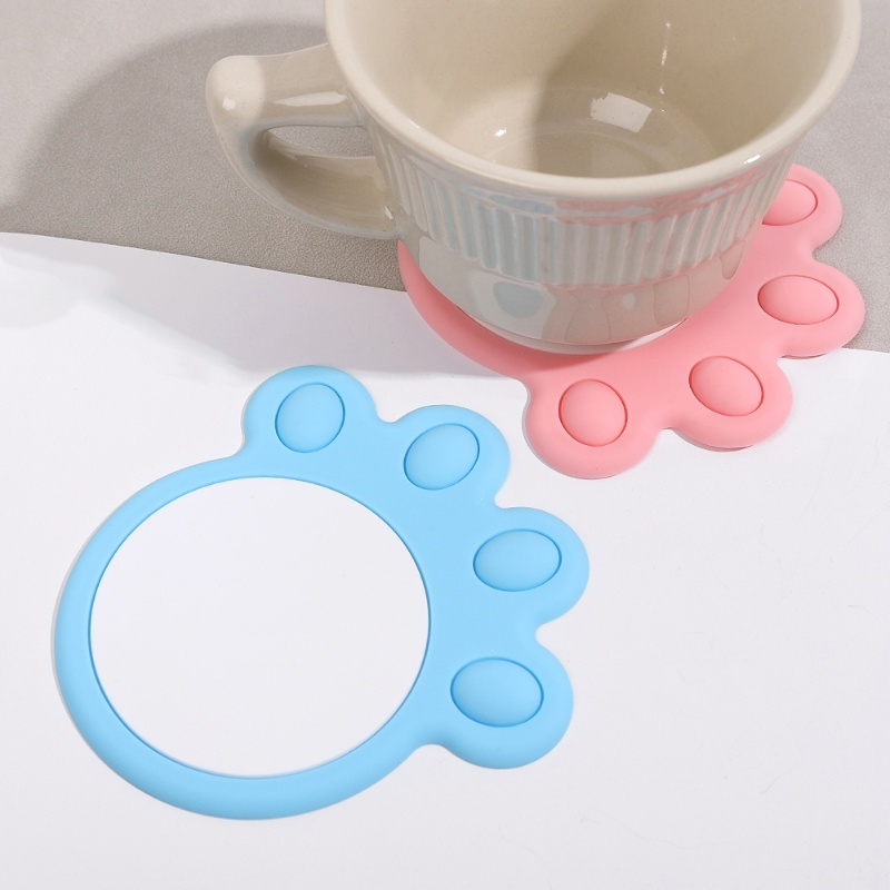 Cute Cat Claw Non-slip Dishes Cup Mat Flexible Home Hot Drink Pads/Coaster Peredam Panas Yang Dapat Dicuci Anti-Melepuh Menebal Mudah Dibersihkan Panci Mangkok Bantal