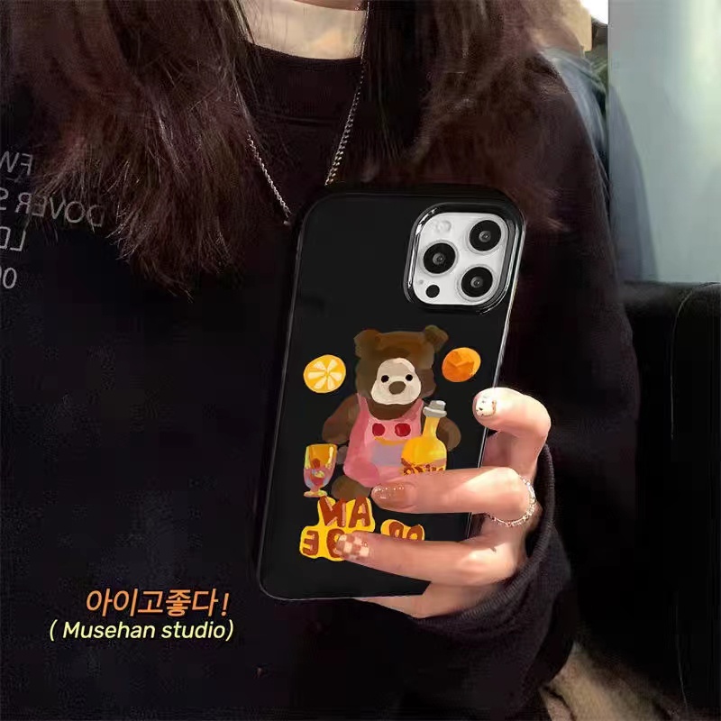 Cocok Untuk Iphone14 Pro Max Casing Ponsel iPhone Hitam Glossy TPU Soft Phone Case Kamera Perlindungan Tahan Guncangan Gaya Sederhana Kompatibel Dengan iPhone 13 13pro 13prm iPhone 11 7Plus 8Plus Xr XS 12 Pro Max Casing Ponsel