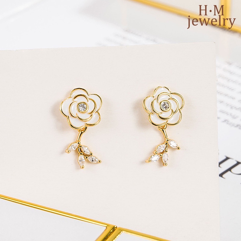 S925 Perak Fashion Temperamen Liar Camellia Stud Earrings2023 Baru Bermutu Tinggi Anting-Anting