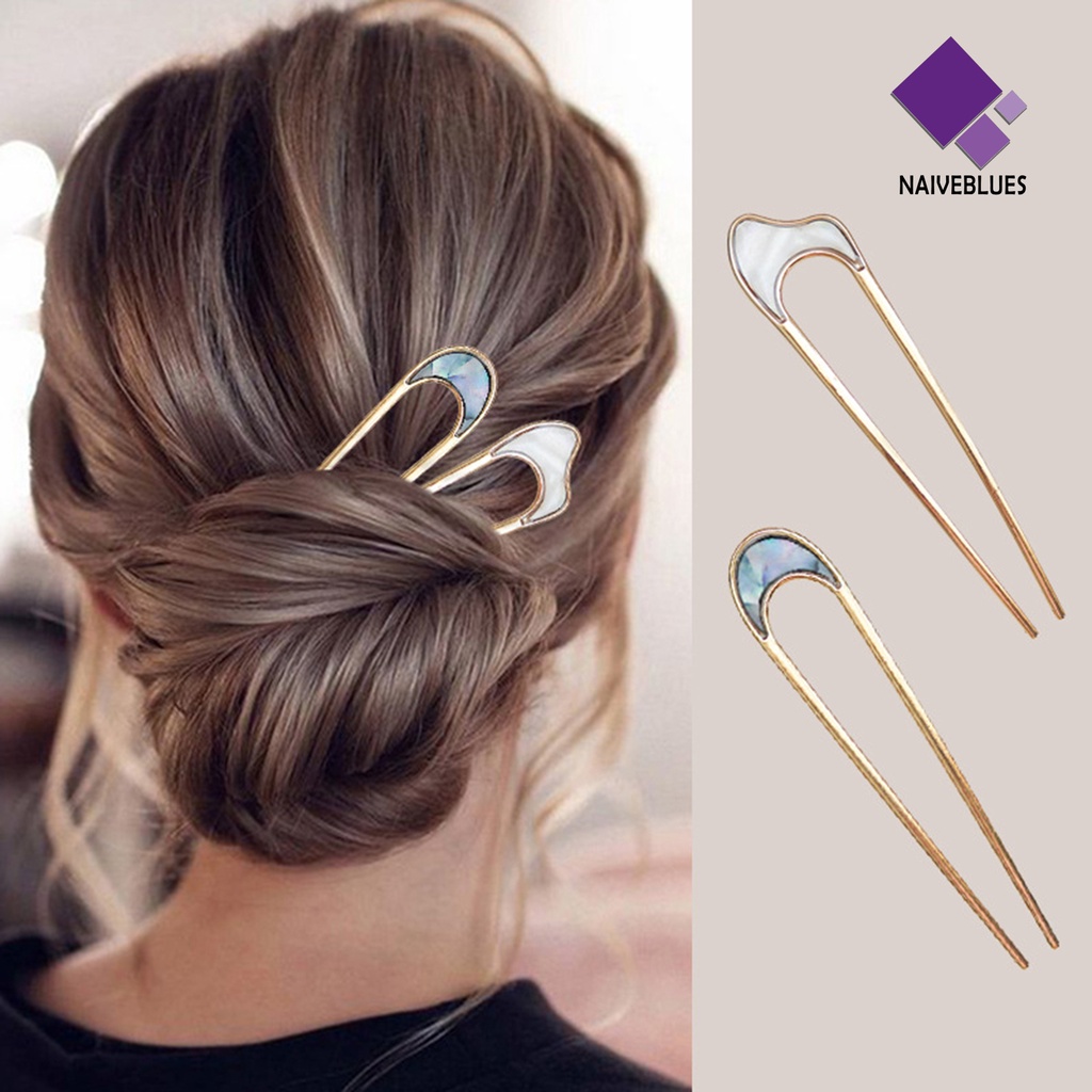 &lt; Naiveblues &gt; Garpu Rambut Bentuk U Perhiasan Rambut Bahan Alloy Hair Stick Untuk Dipakai