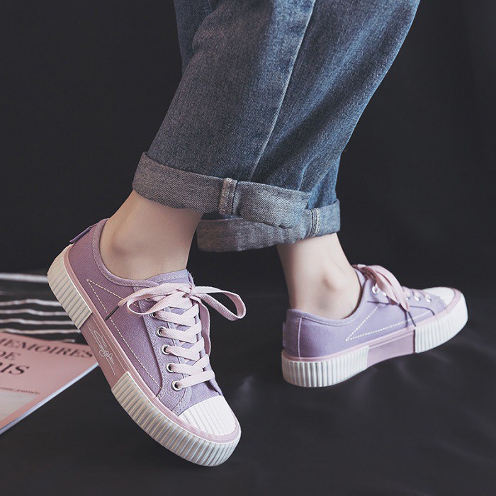 4864 Sepatu Sneakers wanita casual wear ala back to school model korea bahan Canvas Impor