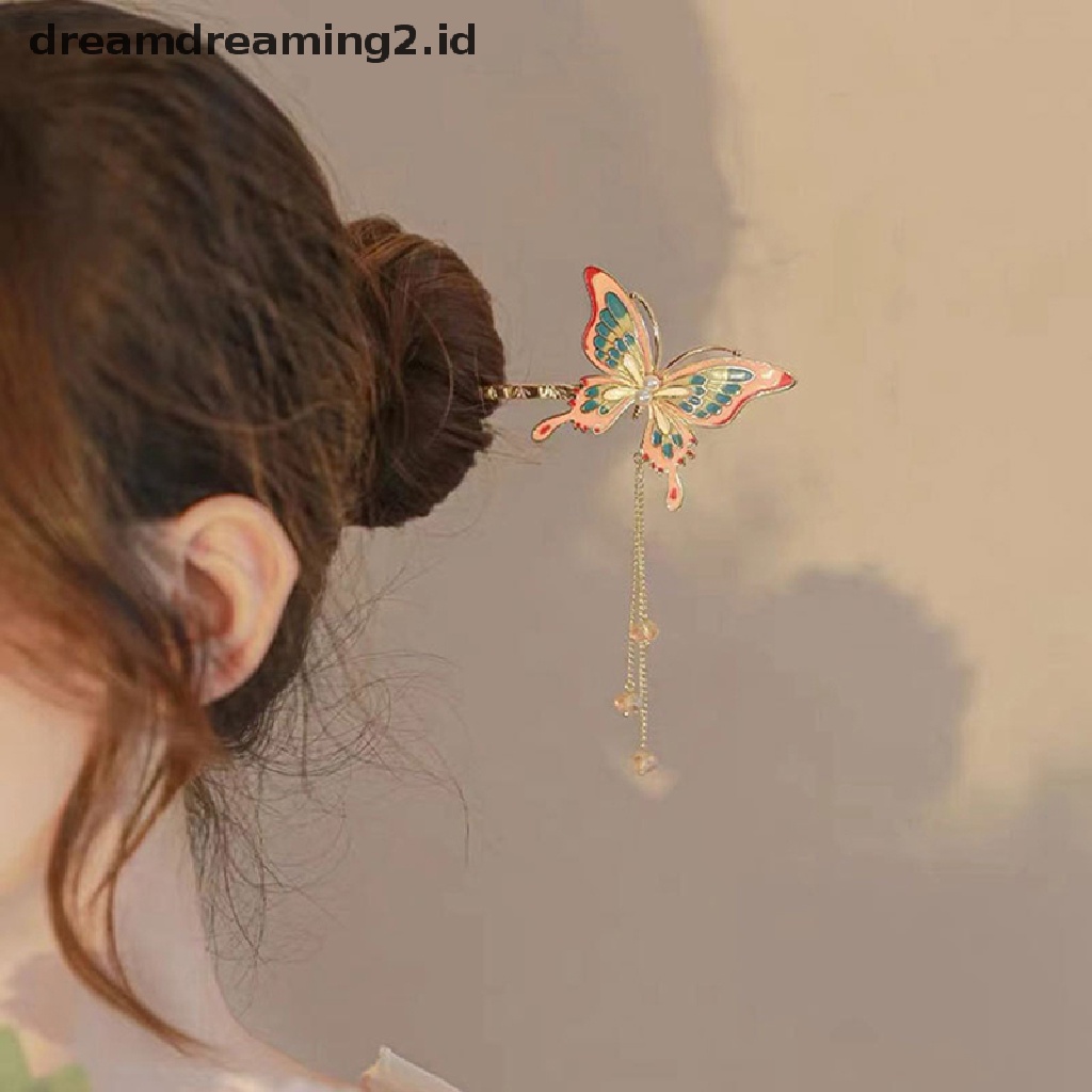 (dream) Fashion Stik Rambut Kupu-Kupu Untuk Wanita Shell Hair Clip Pin Minimalis Bentuk U Gadis Jepit Rambut Hair Bun Maker Hiasan Kepala//