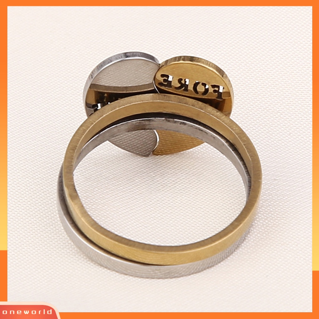 [EONE] 2pcs/set Fashion Cincin Paduan Indah Stackable Heart Decor Couple Ring Untuk Kehidupan Sehari-Hari