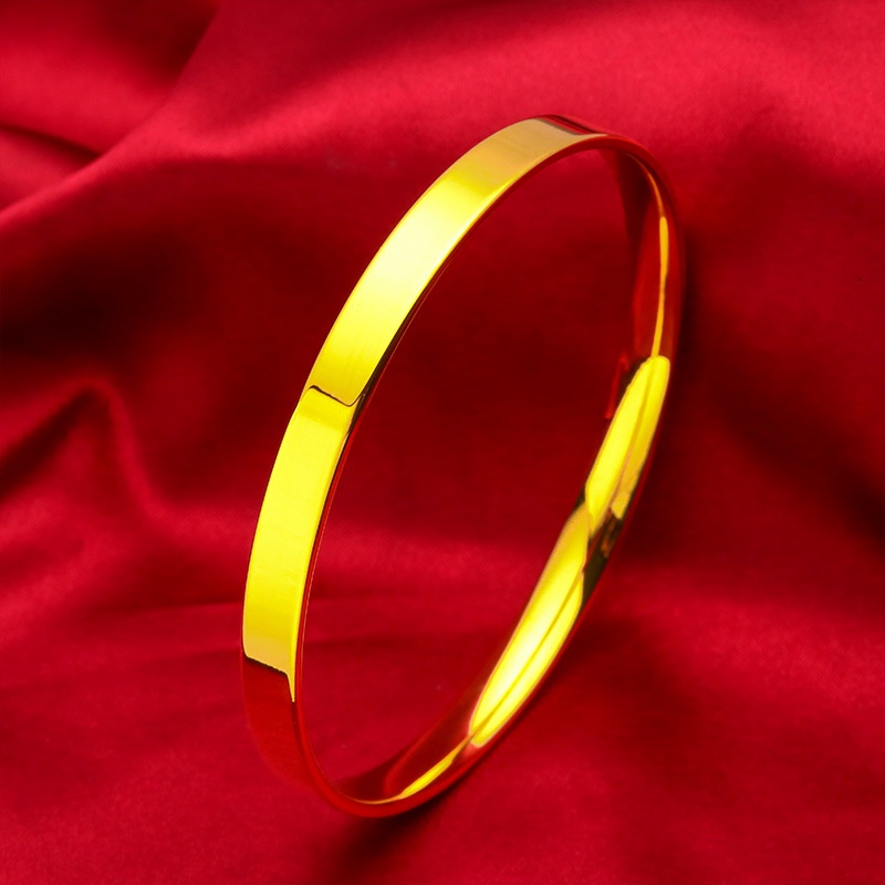 Goldkingdom Aksesoris Fashion 24K Bangkok Aksesoris Stok Wanita Baru Tertutup Gelang Lapis Emas Mengkilap Gelang