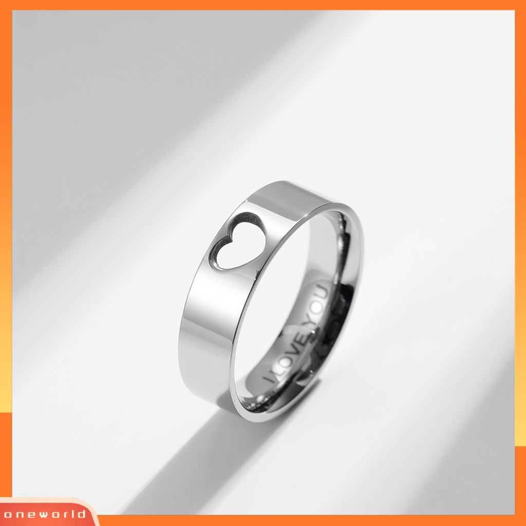 [EONE] 2pcs Cincin Jari Electroplating Bright Luster Hollowed Heart High Polished Pengerjaan Indah Berdandan Permukaan Halus Yang Sesuai Dengan Hati Janji Cincin Perhiasan Aksesoris