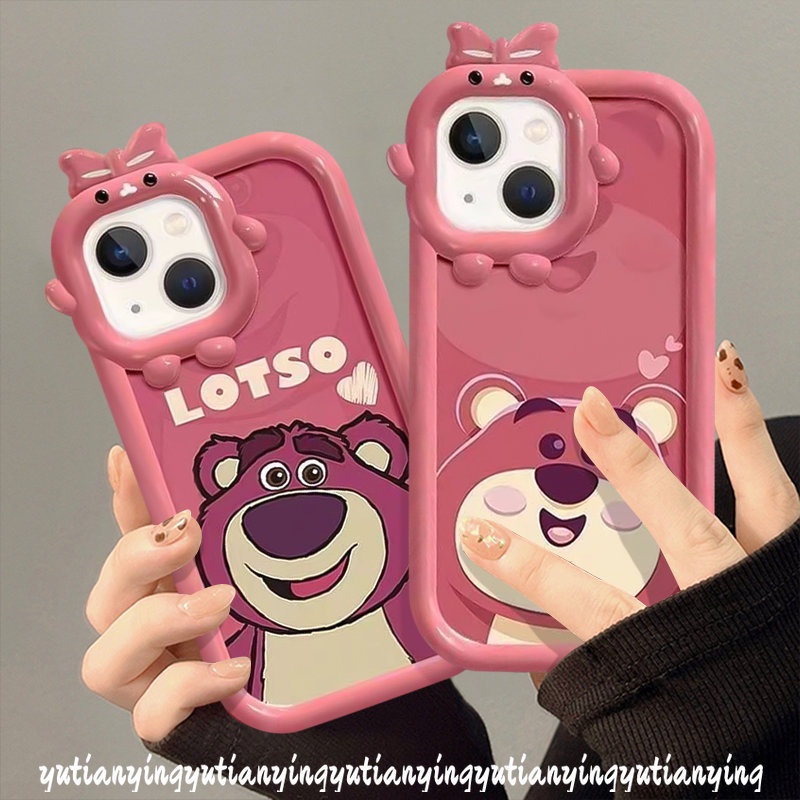 Case Manyo Beruang Strawberry Lucu Vivo Y35 Y12i Y12 Y22 Y15 Y16 Y21 Y22s Y02s Y31 Y20 Y11 Y30 Y55 Y17 Y51 Y15A Y15s Y33s V25E Y91 V25 V23E V23 Y75 3D Bow Little Monster Lens Cover