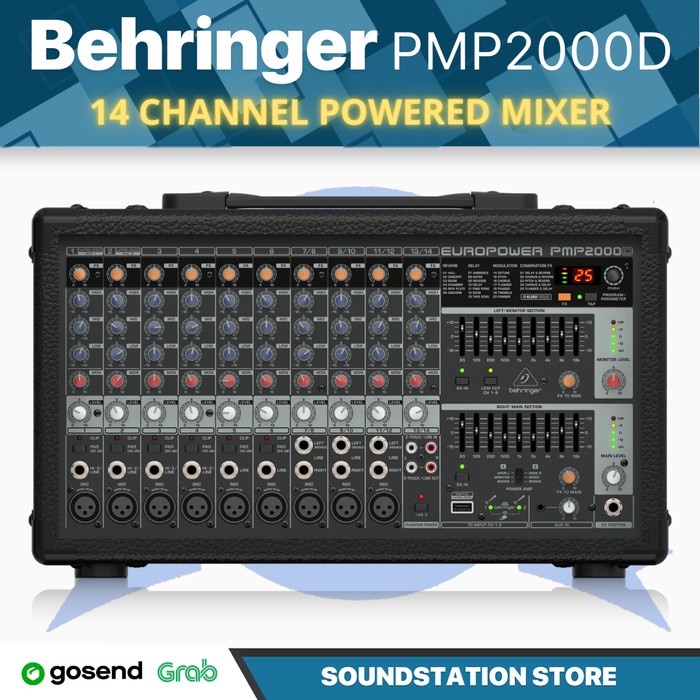 BEHRINGER EUROPOWER PMP2000D 14 Channel Powered Mixer | Power PMP2000