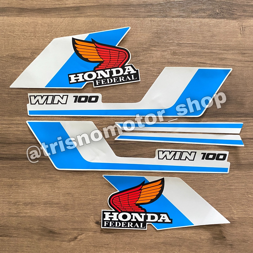 striping sticker Honda WIN 100 win old semi trail putih biru stiker list body standar win100 berkual