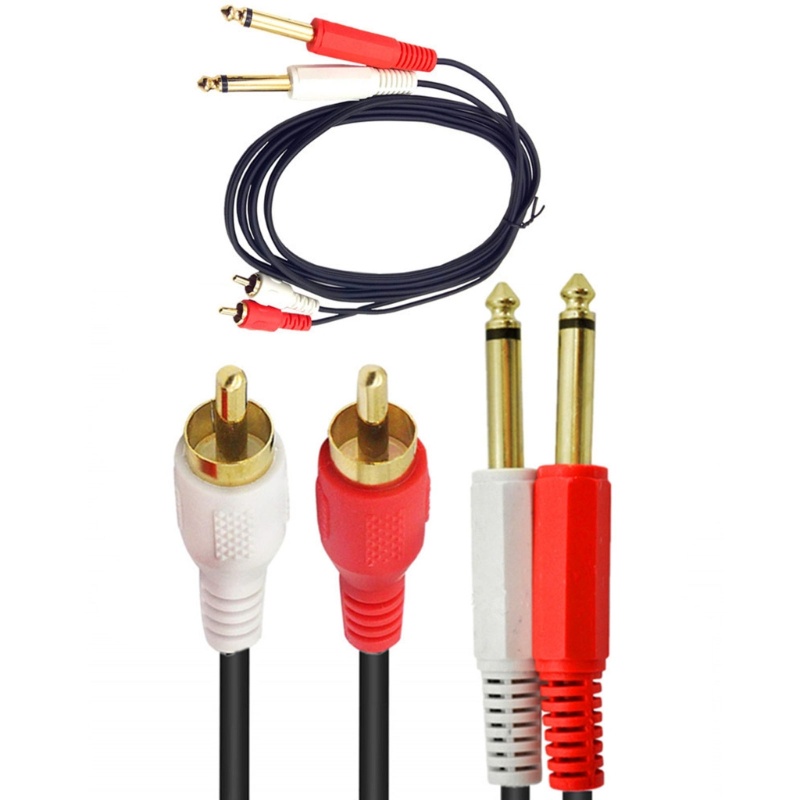 Cre Kabel RCA to 1per4 Lapis Emas Audiophile Dual 1per4inch Mono to Dual RCA Cable Converter Adapter 0.2m/1m/1.5m/3m