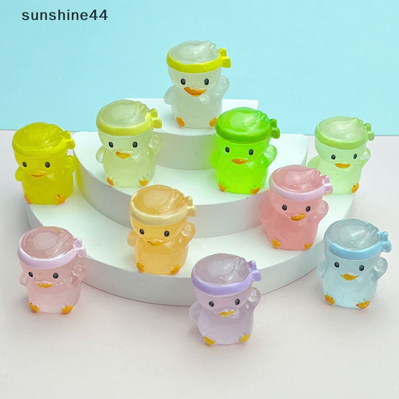 Sunshine 5pcs Bebek Resin Bercahaya Mini Glow in The Dark Miniatur Ornamen Bebek Kecil ID