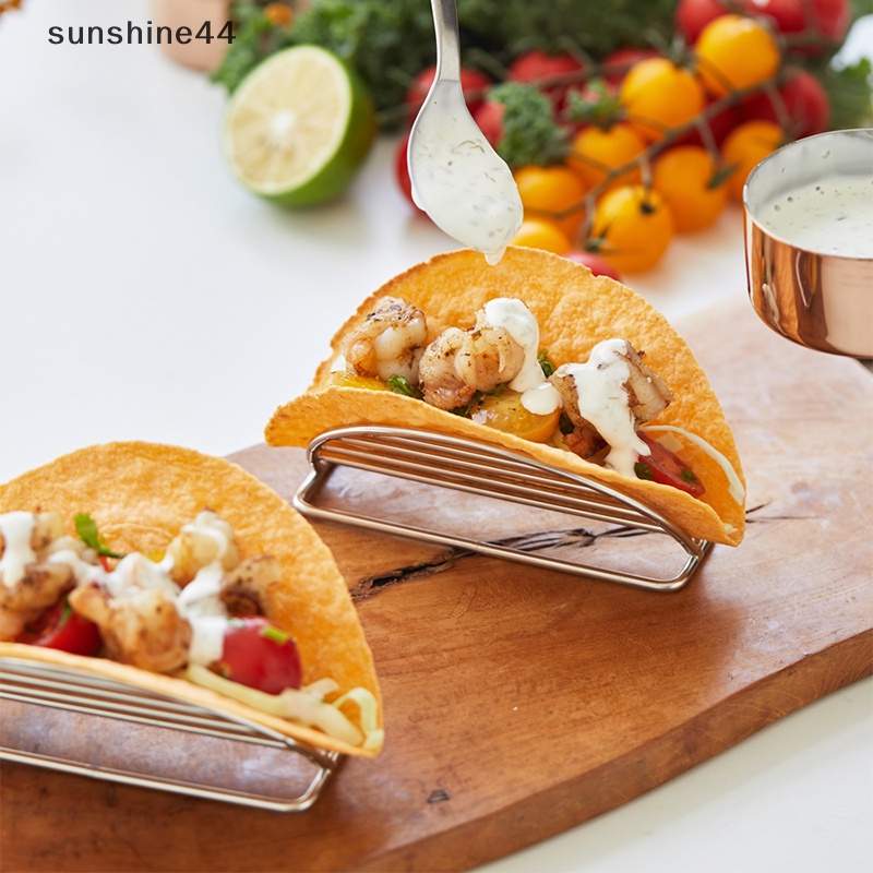 Sunshine 304tempat Taco Stainless Steel Bentuk Gelombang Makanan Meksi Stand Tray Rak Hard ID