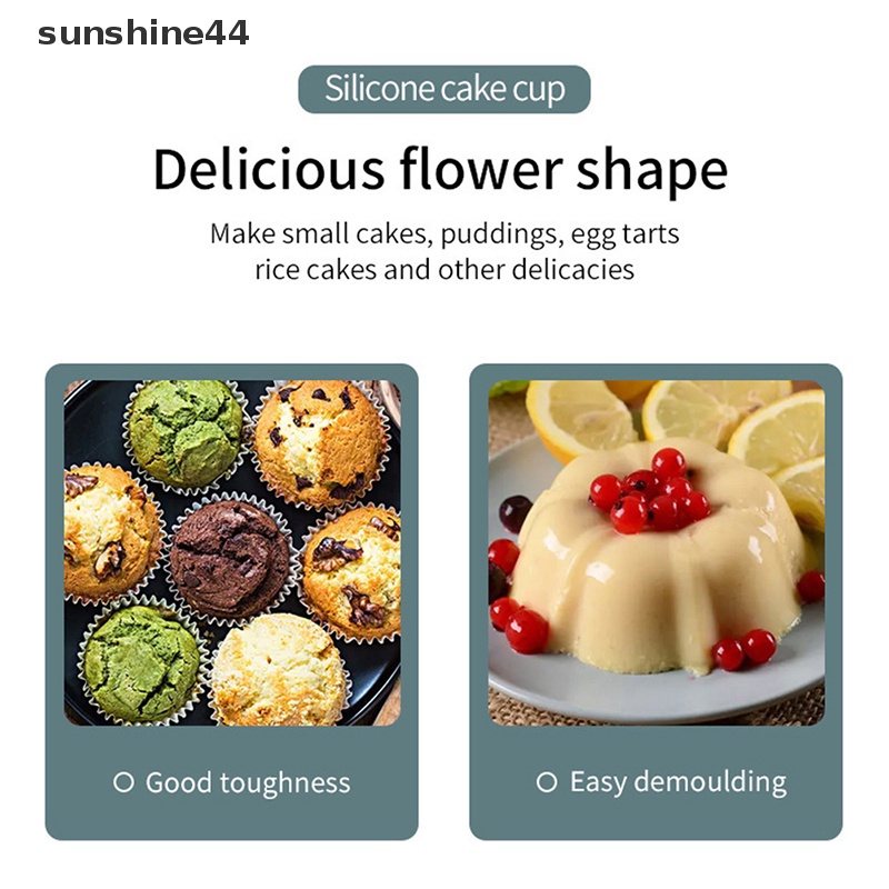 Sunshine 5Pcs Persegi Panjang Cup Cake Silikon Cetakan Kue Cupcake Case DIY Bake Mold Muffin ID