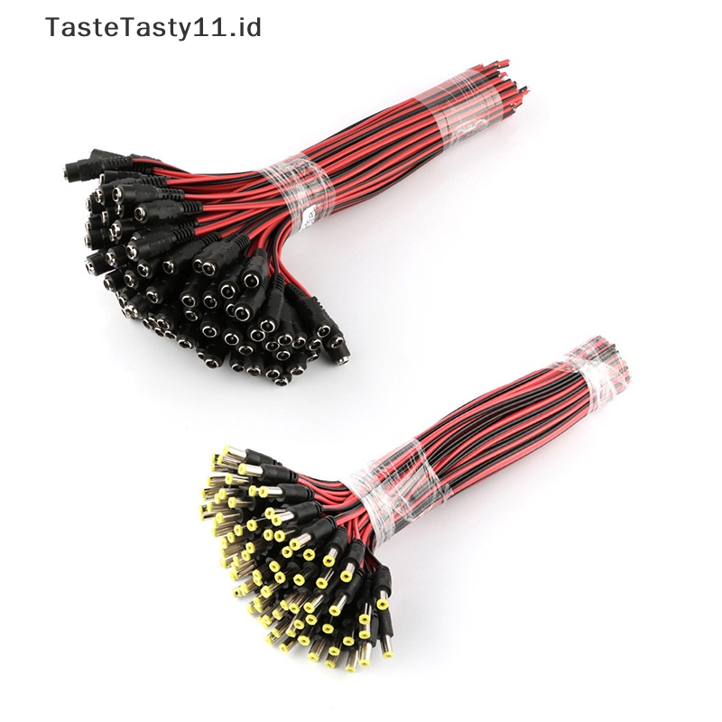 Tastetasty 5pcs Male+5pcs Female Jack Cable Kuncir CCTV Power Adaptor Plug Konektor DC 12V 2.1x5.5mm.