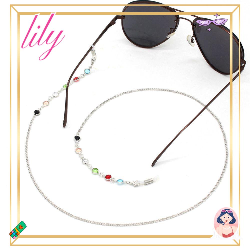 Lily Rantai Kacamata Fashion Stainless Steel Glass Beads Eye wear Aksesoris