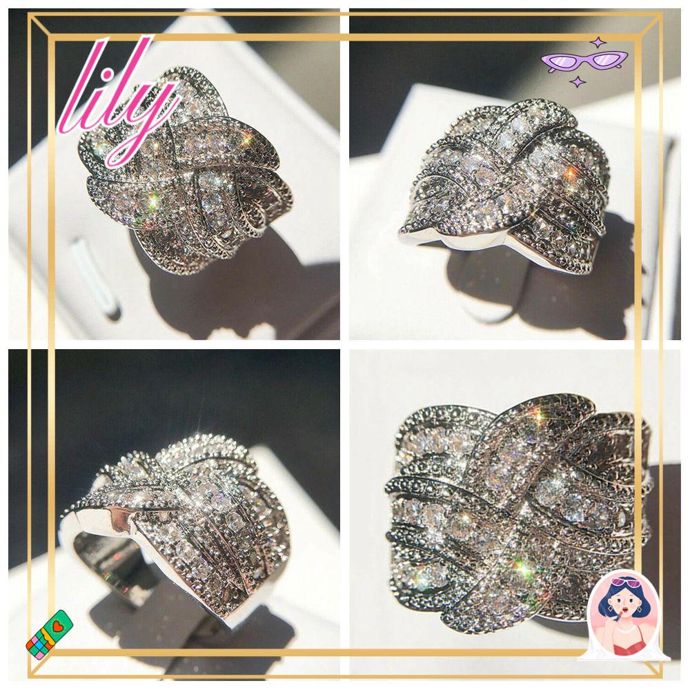 Cincin LILY Cubic Zirconia Desain Panas Untuk Hadiah Hari Valentine Wanita Pertunangan